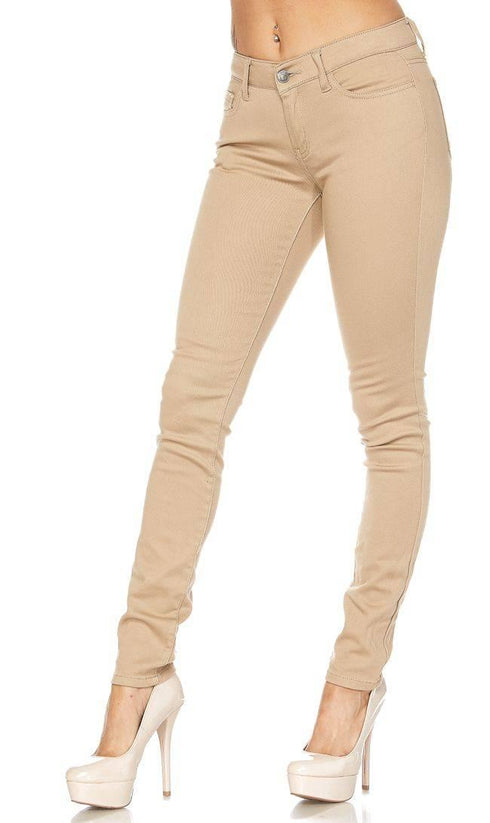 Khaki Stretchy School Uniform Skinny Pants - SohoGirl.com
